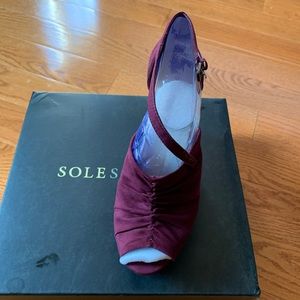 Burgundy feaux-suede wedges